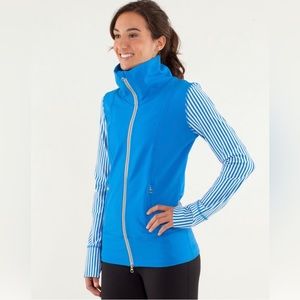 Vintage Lululemon Daily Yoga Jacket, Sz. 2, Beaming Blue and Classic Stripe Pol